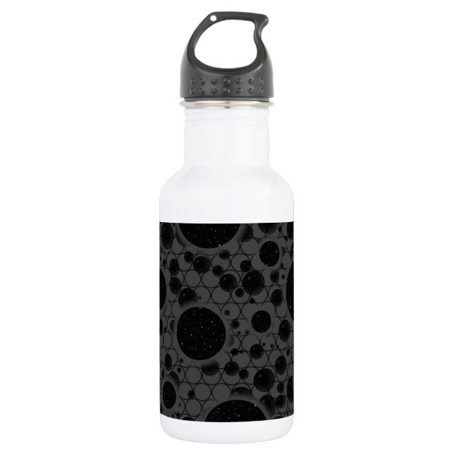 Weltraumblöcke - Schwarz Edelstahlflasche (Vorderseite)
