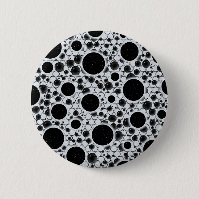 Weltraumblöcke - Weiße Glitzer Button (Vorderseite)
