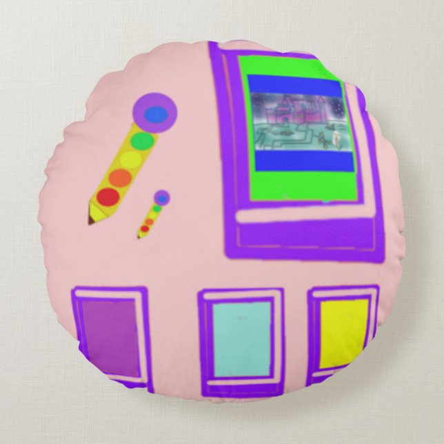 Weltraumbücher Rundes Kissen (Vorderseite)