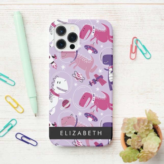 Weltraumdinosaurier, Niedliche Dinosaurier, Sterne iPhone Hülle (Auf dem Schreibtisch)