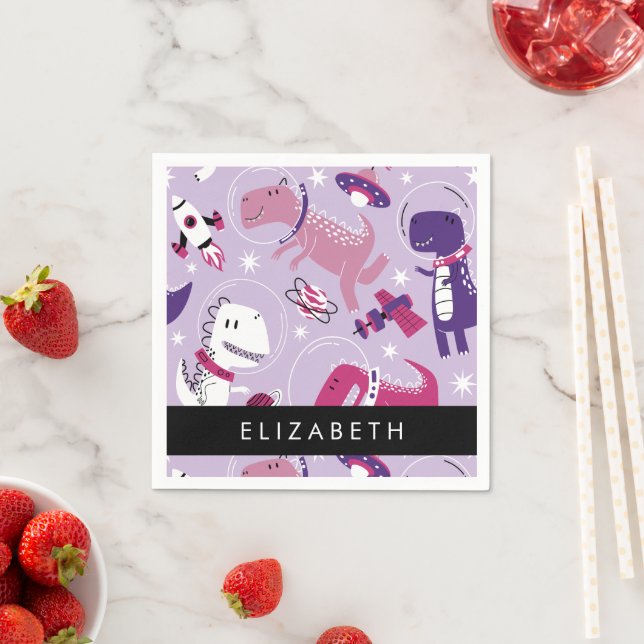 Weltraumdinosaurier, Niedliche Dinosaurier, Sterne Serviette (Beispiel)