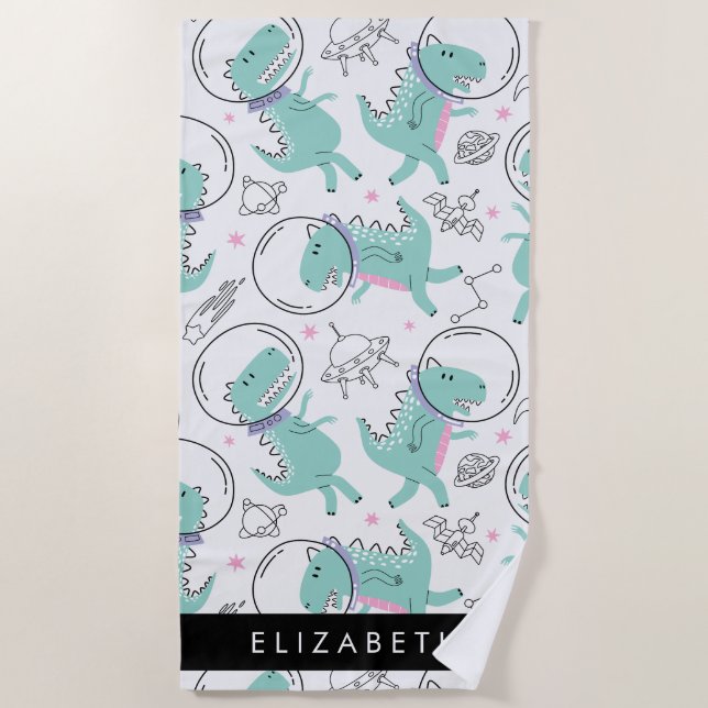 Weltraumdinosaurier, Niedliche Dinosaurier, Sterne Strandtuch (Vorderseite)