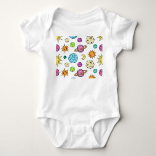 Weltraumdoodles kosmischer Hintergrund Baby Strampler