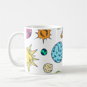 Weltraumdoodles kosmischer Hintergrund Kaffeetasse