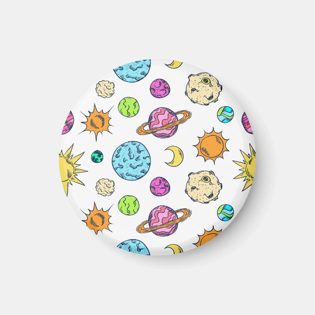Weltraumdoodles kosmischer Hintergrund Magnet (Vorne)