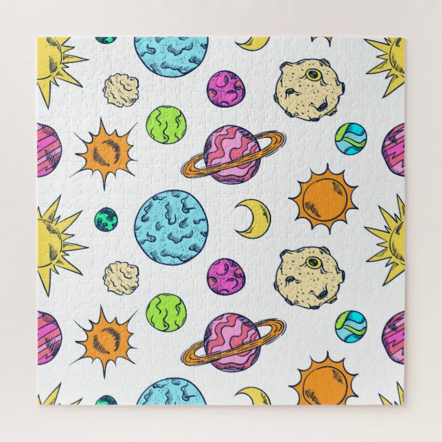 Weltraumdoodles kosmischer Hintergrund Puzzle (Vertikal)