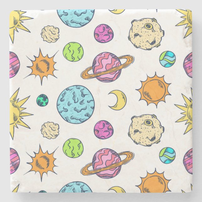 Weltraumdoodles kosmischer Hintergrund Steinuntersetzer (Vorderseite)