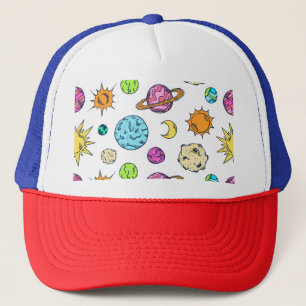 Weltraumdoodles kosmischer Hintergrund Truckerkappe