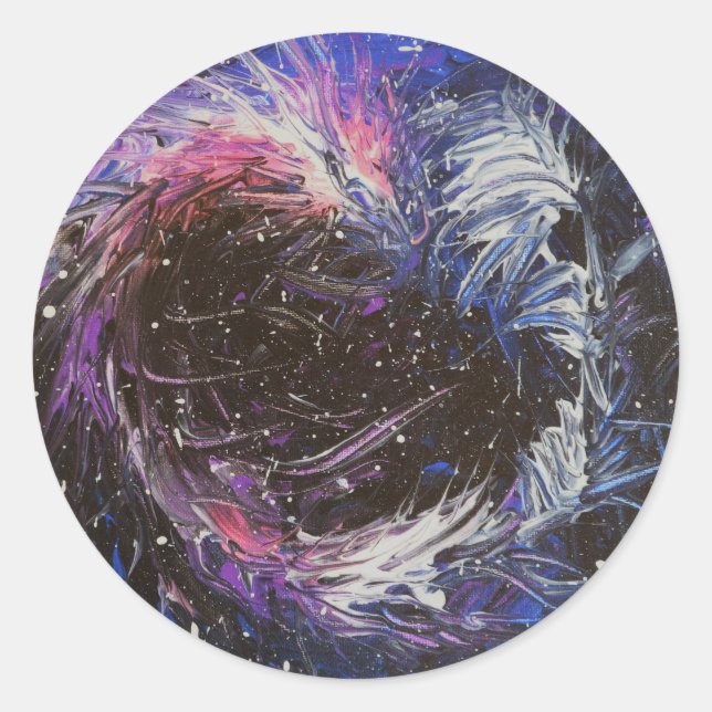 Weltraumdrache Runder Aufkleber (Vorderseite)