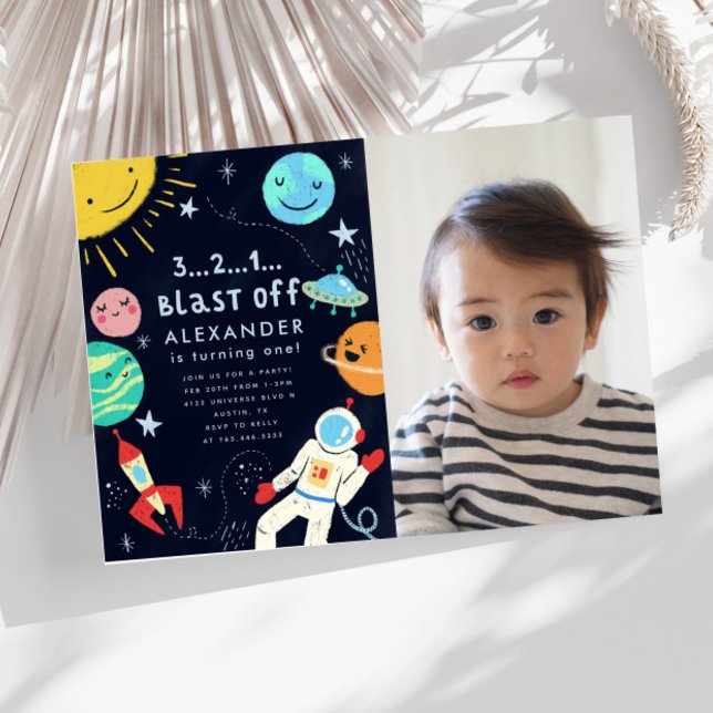 Weltraumexplosion auf der Geburtstagspartei - Foto Einladung (Von Creator hochgeladen)
