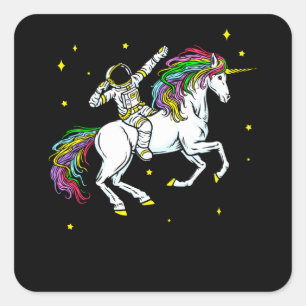 Weltraumfahrer Dabbing Einhorn Kosmos Geschenk Quadratischer Aufkleber