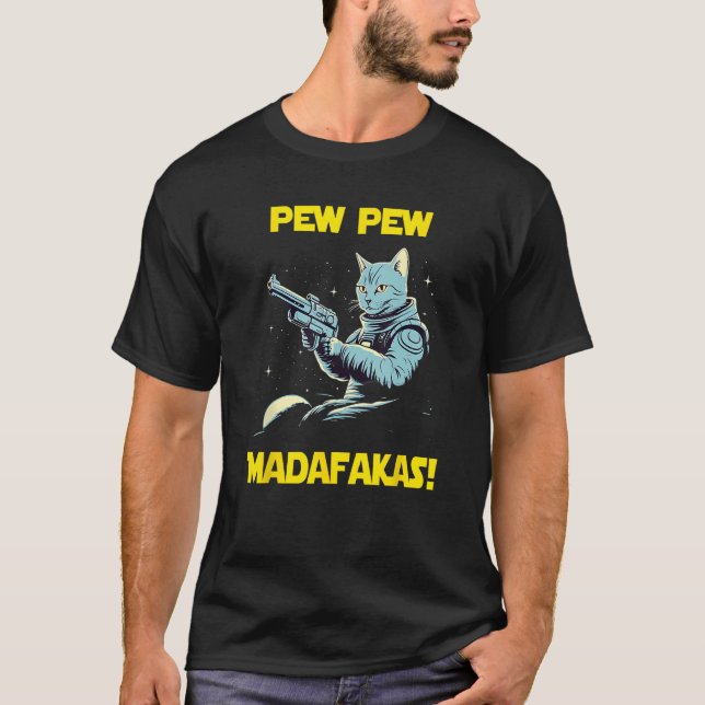 Weltraumfahrer Pew Madafakas ägyptische Mau Cat T-Shirt (Vorderseite)