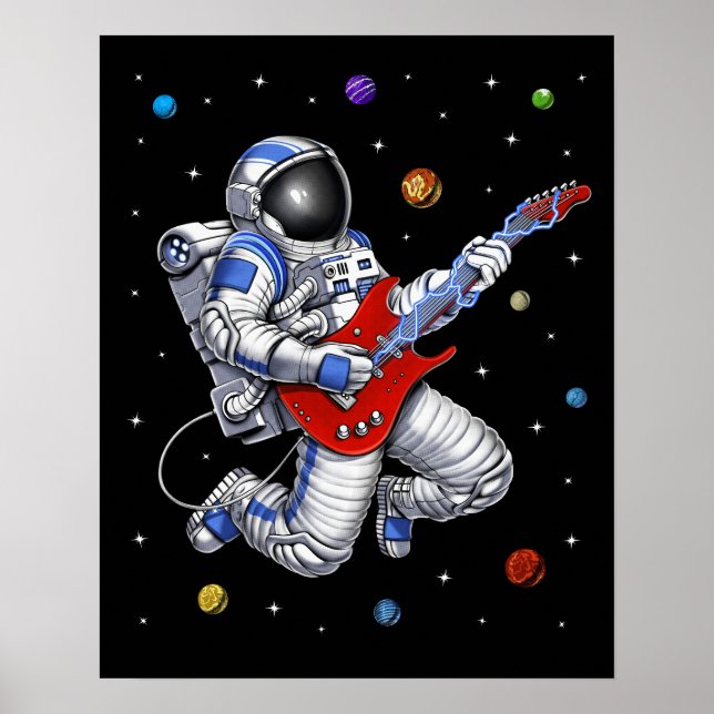 Weltraumfahrer spielen Gitarre Poster (Vorne)