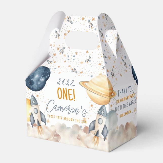 Weltraumfahrt auf der Sun Birthday Party Geschenkschachtel (Vorderseite)