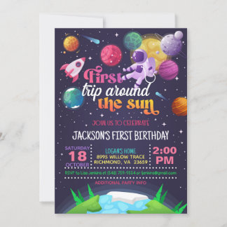 Weltraumfahrt (Mädchen) Einladung