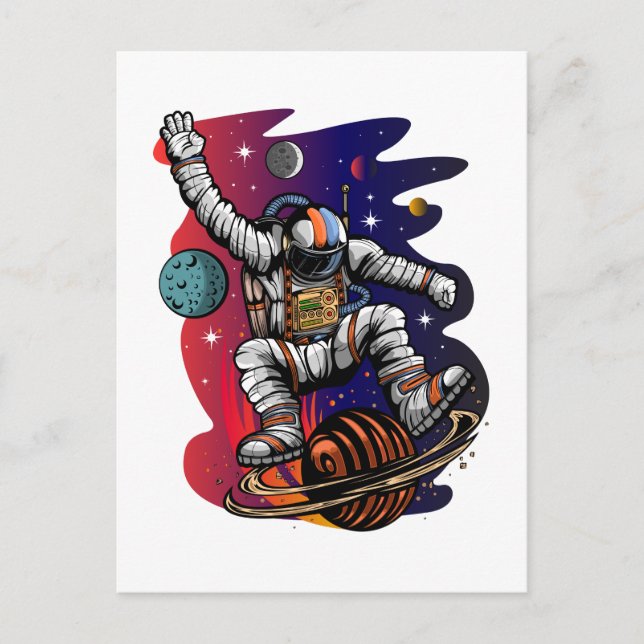 Weltraumfahrt Postkarte (Vorderseite)