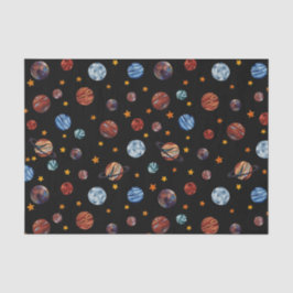 Weltraumfarbene Planeten und Sterne Seidenpapier