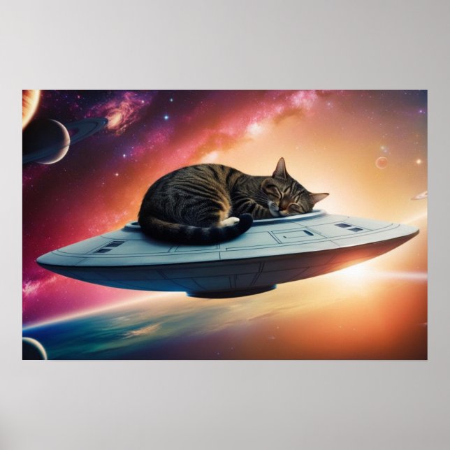 Weltraumfliegerkatze Poster (Vorne)