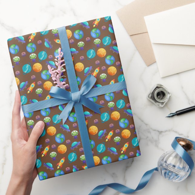 Weltraumforscher auf Brown Geschenkpapier (Schenken)