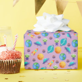 Weltraumforscher auf Lavender Lila Geschenkpapier