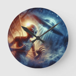 Weltraumforschung Alien Runde Wanduhr