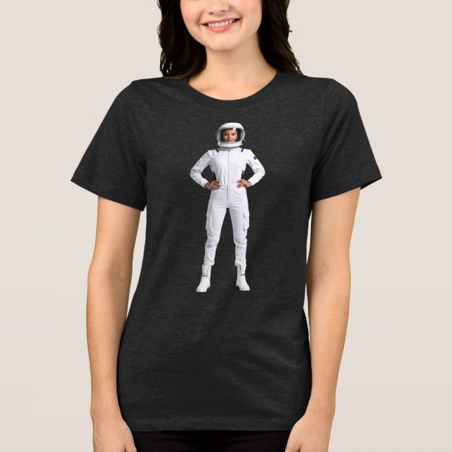Weltraumfrau Tri-Blend Shirt (Vorderseite)