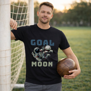 Weltraumfußball Astronaut Fahrradtritt Tor Mond T-Shirt