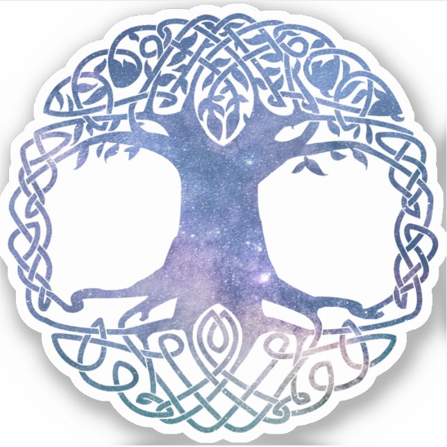 Weltraumgalaxie Celtic Tree of Life Aufkleber (Vorderseite)