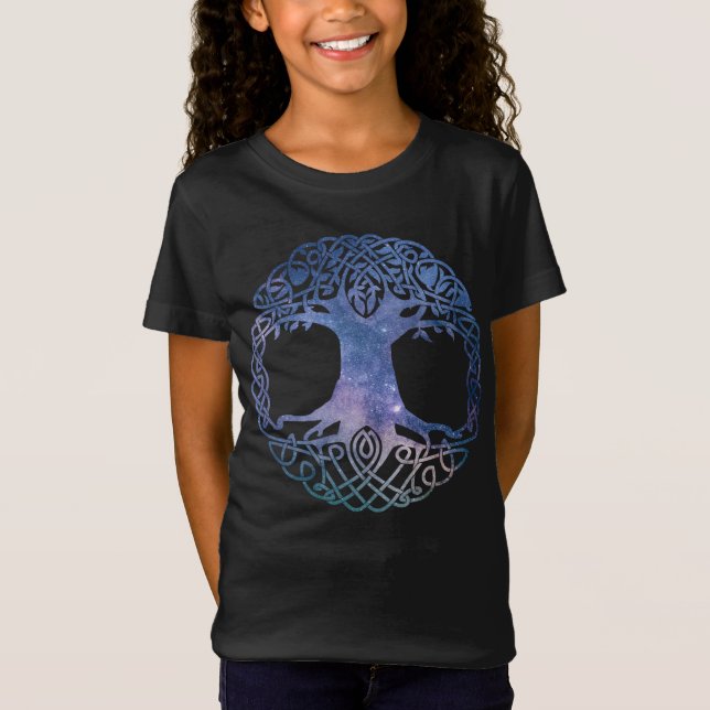 Weltraumgalaxie Celtic Tree of Life T-Shirt (Vorderseite)