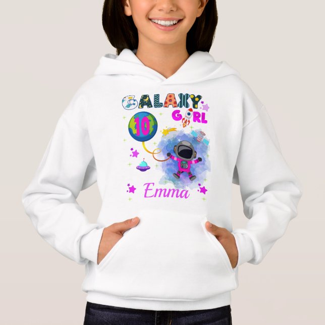 Weltraumgalaxie Girl Geburtstagsparty  Hoodie (Vorderseite)