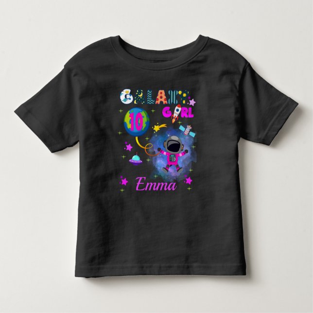 Weltraumgalaxie Girl Geburtstagsparty Kleinkind T-shirt (Vorderseite)