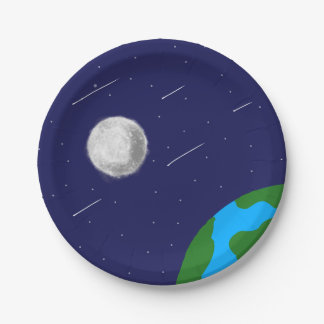 Weltraumgalaxie Mond und Erde Papier Pappteller