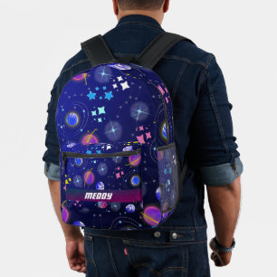 Weltraumgalaxie-Planeten sind blau Bedruckter Rucksack