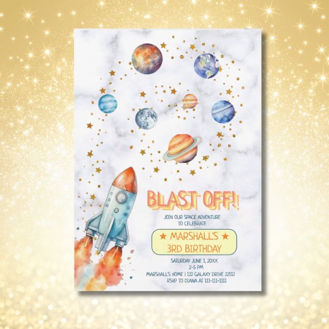 Weltraumgalaxie Planets Sonnensystem Geburtstag Einladung (Outer Space Galaxy Planets Photo Birthday Invitation)