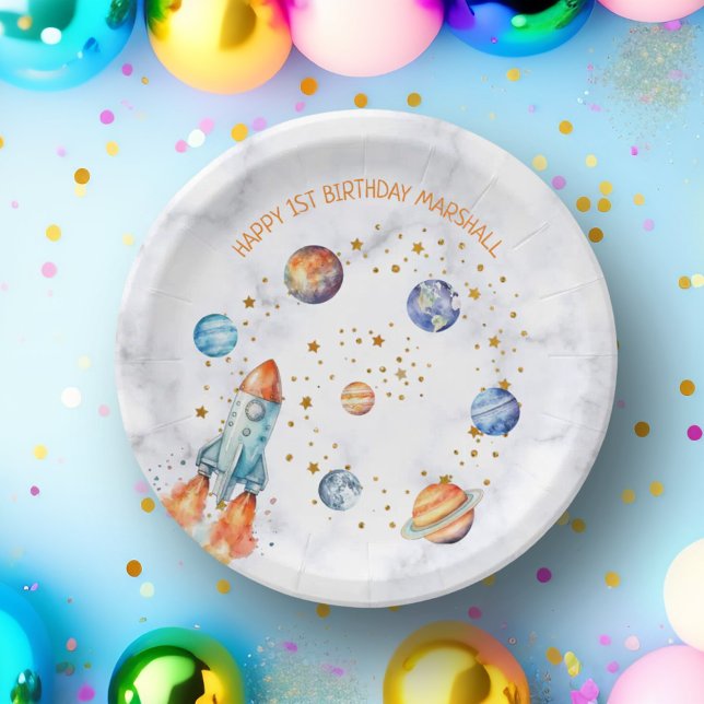 Weltraumgalaxie Planets Sonnensystem Geburtstag Pappteller (Outer Space Galaxy Planets Solar System Birthday Paper Plates)