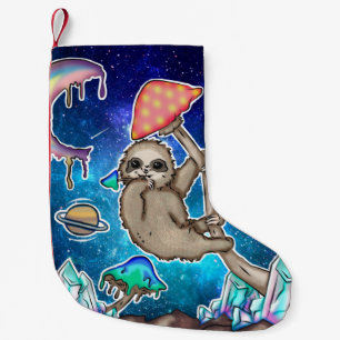 Weltraumgalaxie Sloth Cosmic Mushrooms Weiße Kris Kleiner Weihnachtsstrumpf