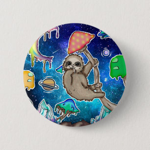 Weltraumgalaxie Sloth Cosmic Mushrooms Weiße Krist Button