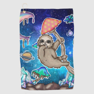 Weltraumgalaxie Sloth Cosmic Mushrooms Weiße Krist Golfhandtuch