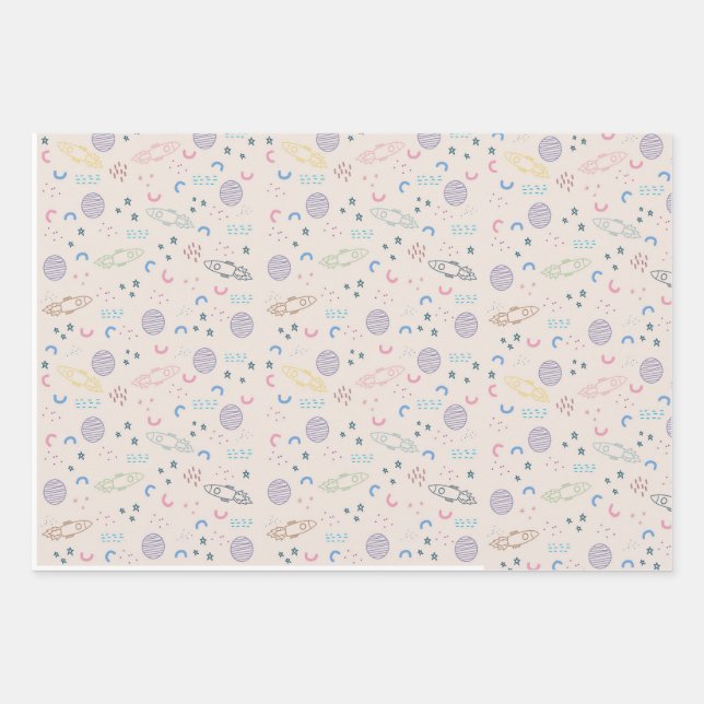 Weltraumgedankenwrap für Astronomie Geschenkpapier Set (Vorderseite)