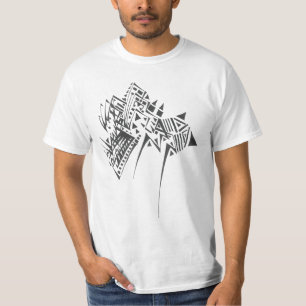 Weltraumhafen Schwarz Weiß Abstrakte Stammes-Tätow T-Shirt