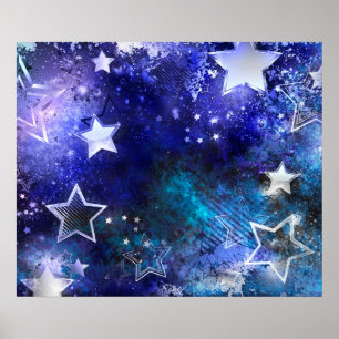 Weltraumhintergrund mit Sternen Poster