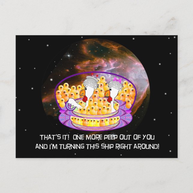 Weltraumhühner Postkarte (Vorderseite)