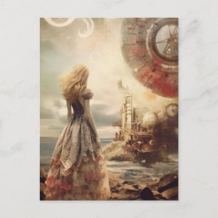 Weltrauminsel auf einem anderen Planeten Postkarte