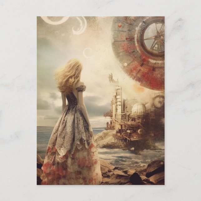 Weltrauminsel auf einem anderen Planeten Postkarte (Vorderseite)