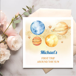 Weltraumjunge 1. Reise um die Sonne zum Geburtstag Serviette