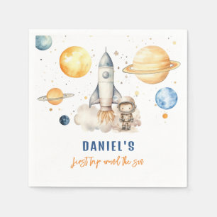 Weltraumjunge 1. Reise um die Sonne zum Geburtstag Serviette