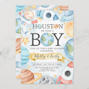 Weltraumjunge Babydusche Einladung