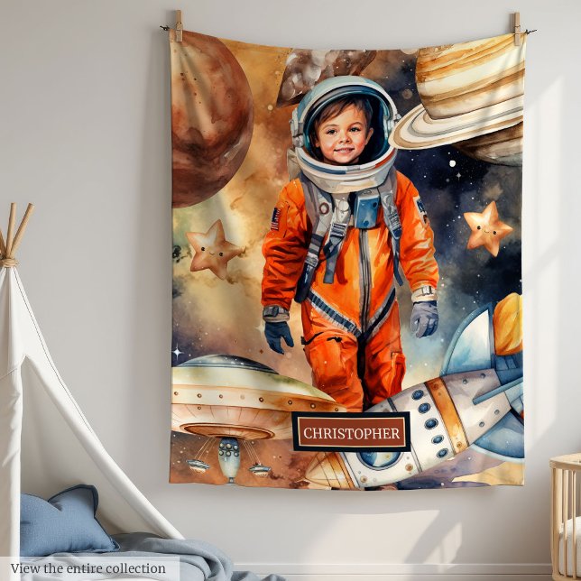 Weltraumjunge Junge Personalisierte Gift Junge Jun Fleecedecke (Outer Space Blanket Personalized Gift for Young Boy

)