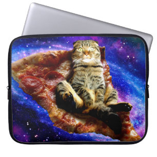 Weltraumkatze auf Pizza Laptopschutzhülle