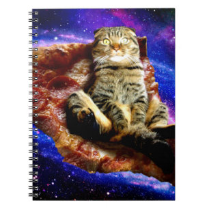 Weltraumkatze auf Pizza Notizblock
